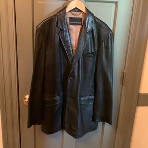 Kenneth Cole New York black leather men’s 2-button blazer, XL